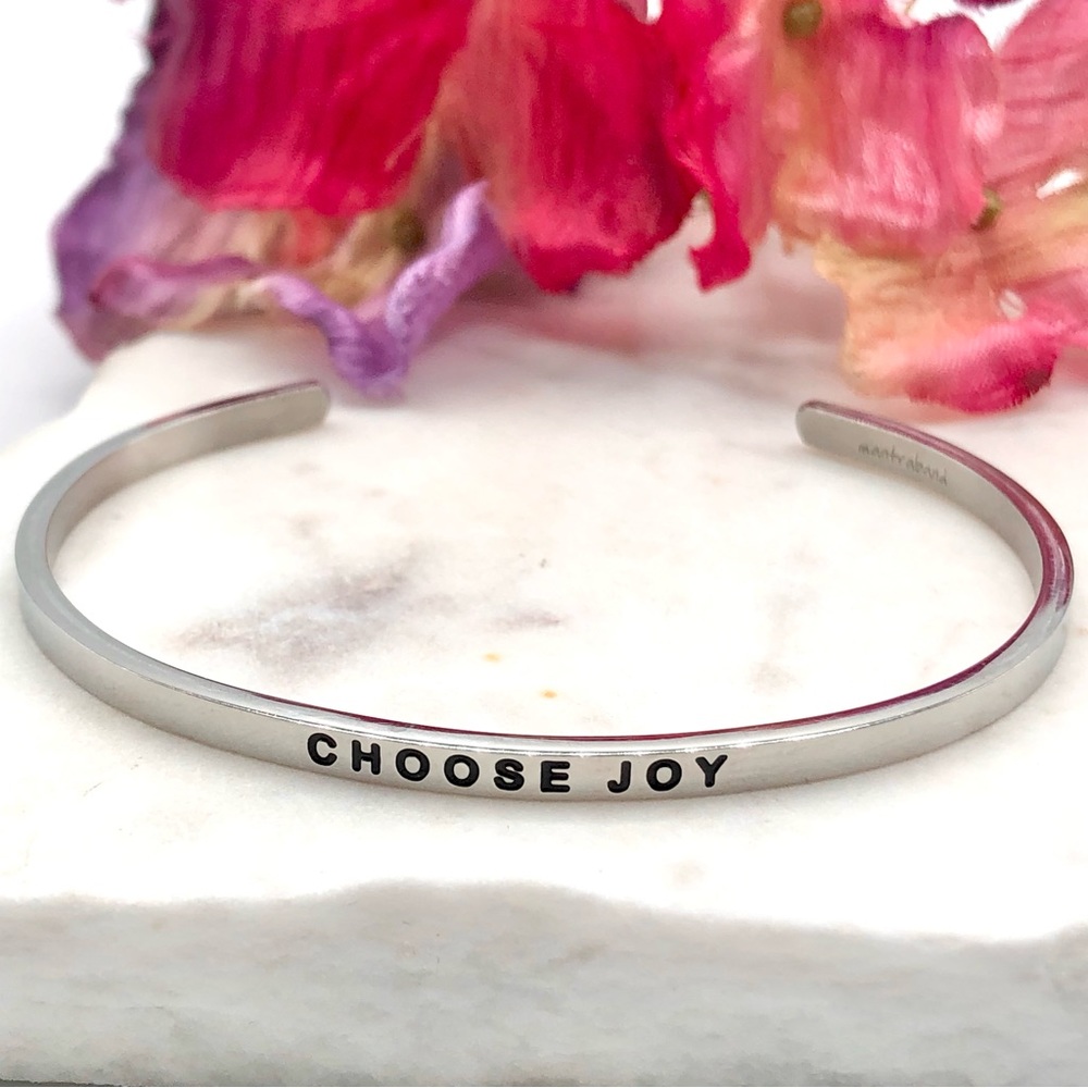 MantraBand Choose Joy Thin Cuff Bracelet